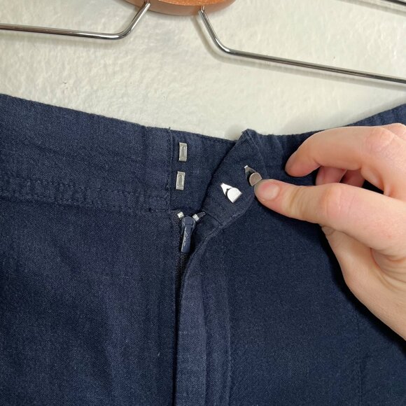 Nic+Zoe Womens Navy Blue Organic Linen Rumba Park Wide-Leg Crop Pant 12 - Picture 10 of 15